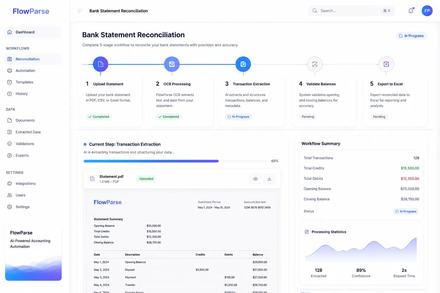 Accountants invoice automation workflow with FlowParse AI