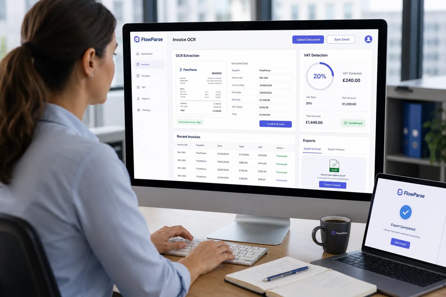 Bookkeepers using FlowParse AI to automate invoice processing